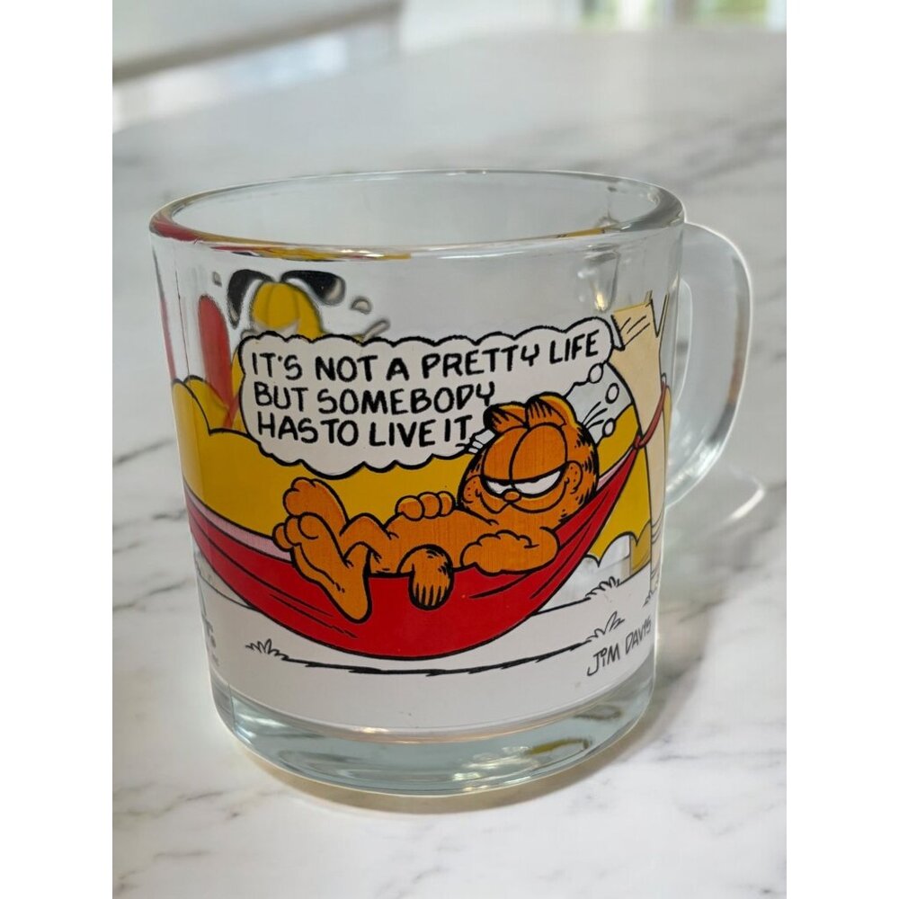 Vintage Garfield Odie McDonalds Glass Mug 1978 Clean Graphic